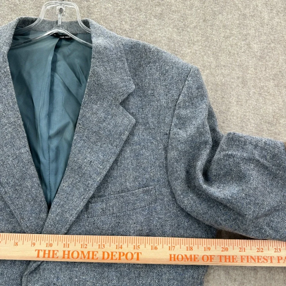 VTG Tweed Sport Coat Mens 42 L Grey/Blue Wool Blazer Elbow Patches‎ USA